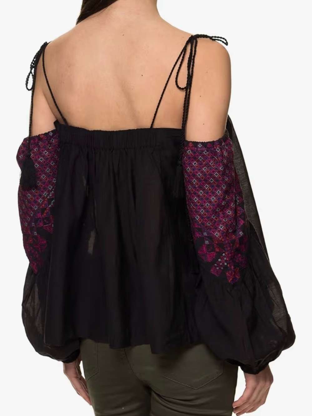 NWT Free People Vacay Vibin
Cold Shoulder Top M
Embroidered Peasant Tassel - Picture 4 of 7